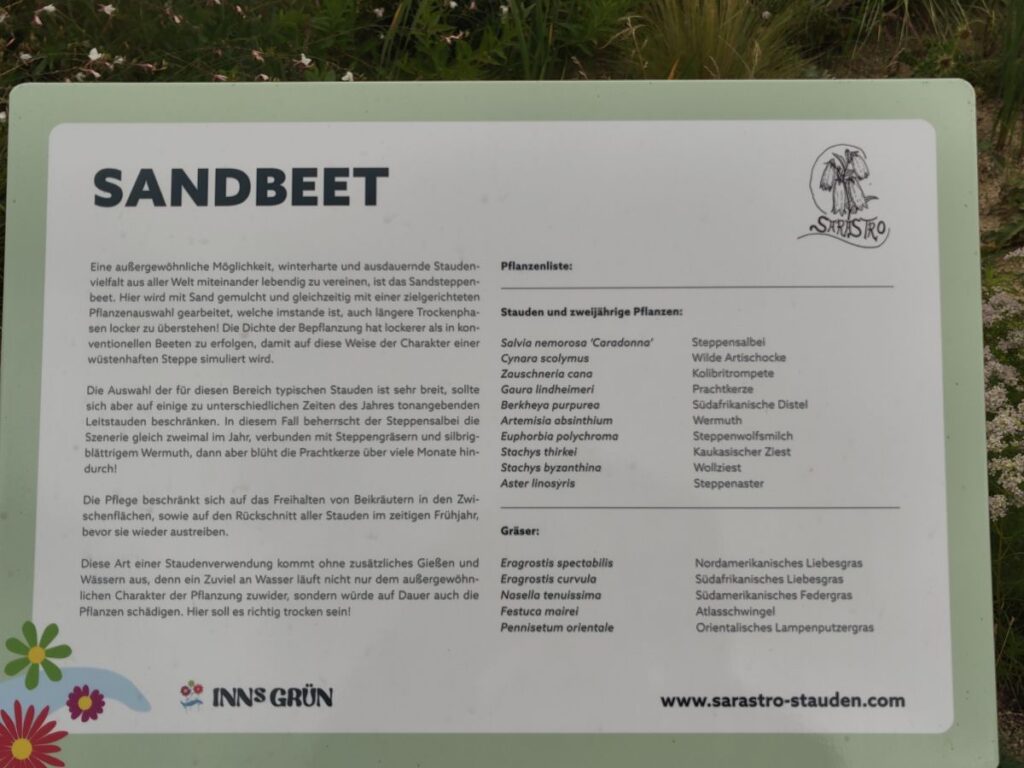 Beschreibung eines Sandbeets, Infotafel